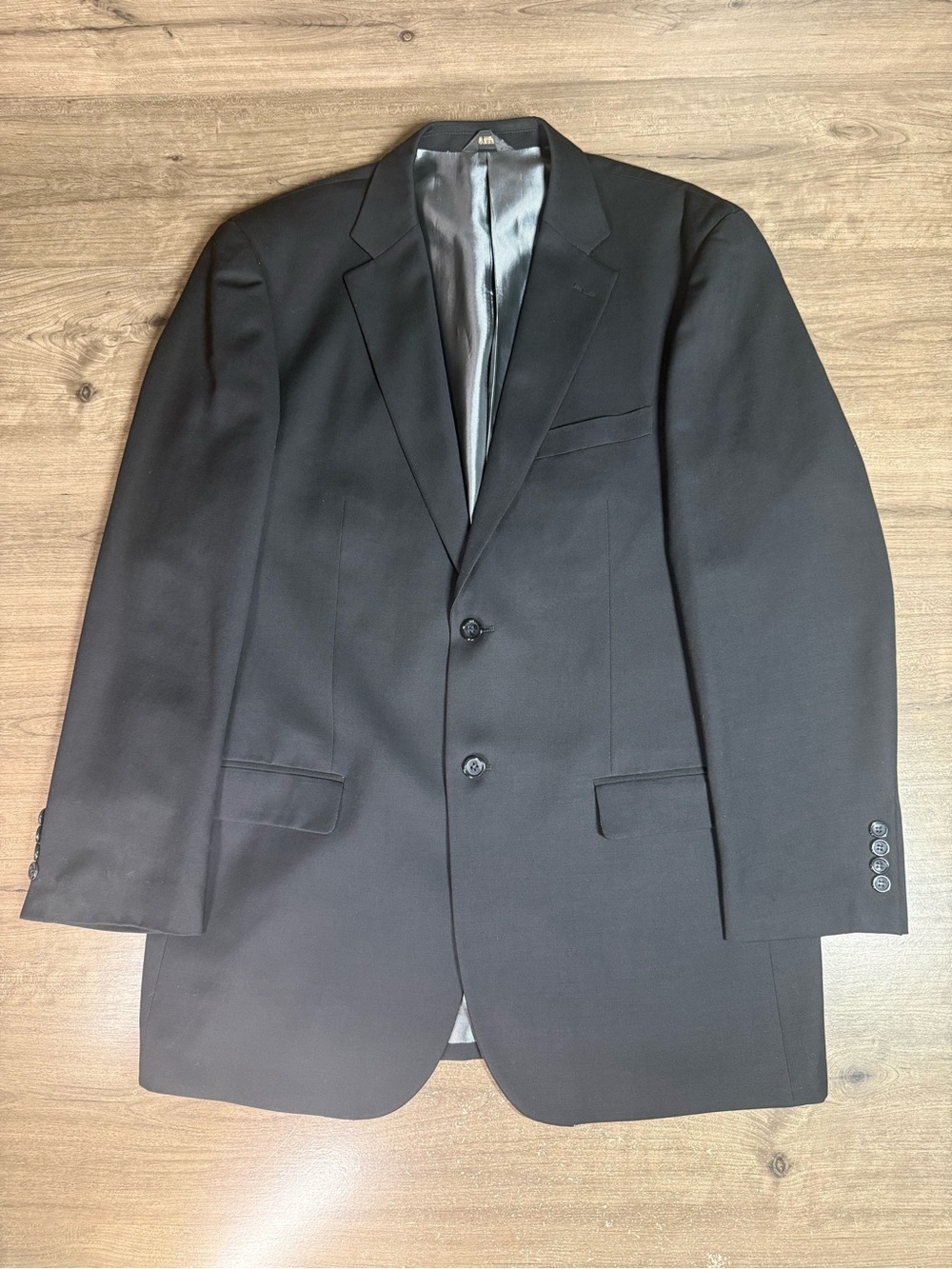 Montefino Uomo Super 120’s Merino Wool Black Blazer Sport Coat Men’s 44L Italy